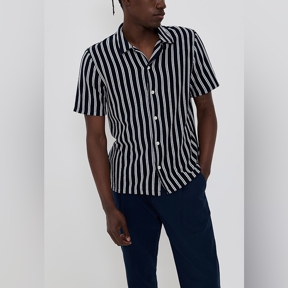 Madewell Blue/Gray/White Lisbon Short Sleeve Button Up Shirt NWT - Picture 2 of 12